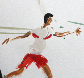 Joel Blanc Watercolor sketch of Novak Djokovic