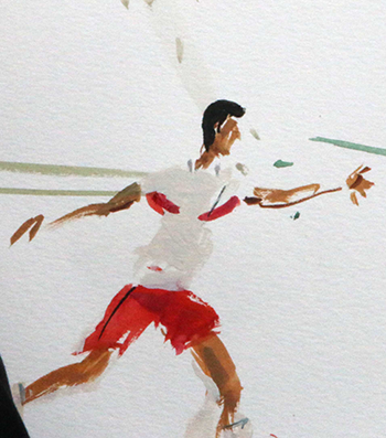 Joel Blanc Watercolor sketch of Novak Djokovic