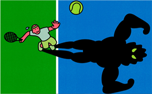Illustration of tennis player with angry shadow